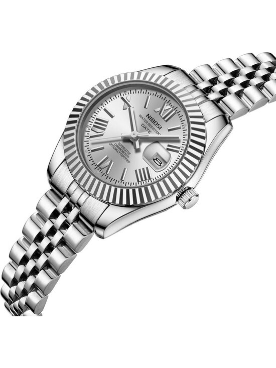 Nibosi Women\'s All Silver Analog Quartz Stainless Steel Waterproof Luxury Watch main image 5
